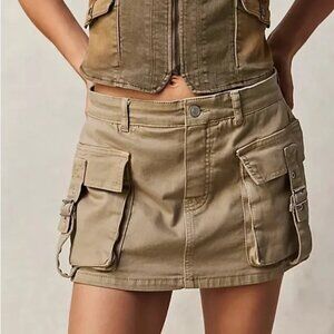 We the Free Denim Khaki Cargo Skort size 28